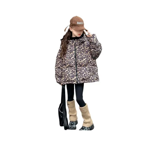 Puppytown Леопардовый принт Школьный возраст Утеплённые куртки