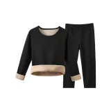 Круглый вырез, шерпа, одежда, комплекты [женский, черный]