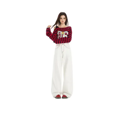 Olivia Share777 Красный Черный Полосы Wa Белый Женские Джинсы