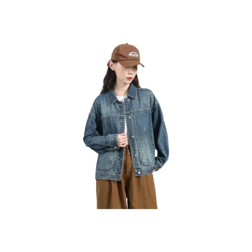 Tonlion Винтажный синий женский джинсовый куртка