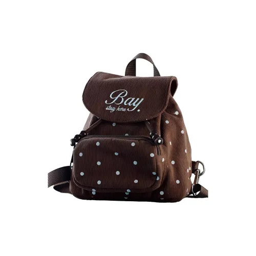 Cool Fun Полиэстер Рюкзак Маленький Унисекс Гороховый узор Коричневый