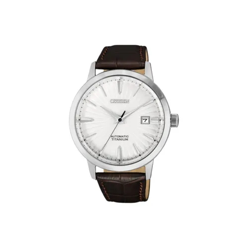 CITIZEN Mechanical Watch Series Автоматический механический механизм Корова кожа Ремешок Часы Унисекс Белый циферблат