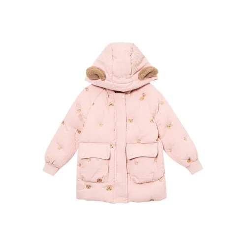 RHOBESAM Сладкий Дом 2608 Медвежонок Вышивка Пуховая куртка Розовый Пальто Kids Утеплённые куртки