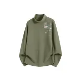 [Half-Turtleneck Теплый Флис] Армейский зеленый (Сладкий стиль Бабочка Логотип слева на плече)