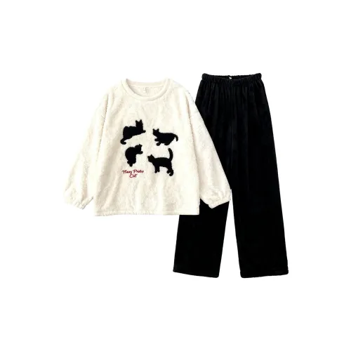 QIAOYUN Little Черный Кот Женские Пижамные Комплекты