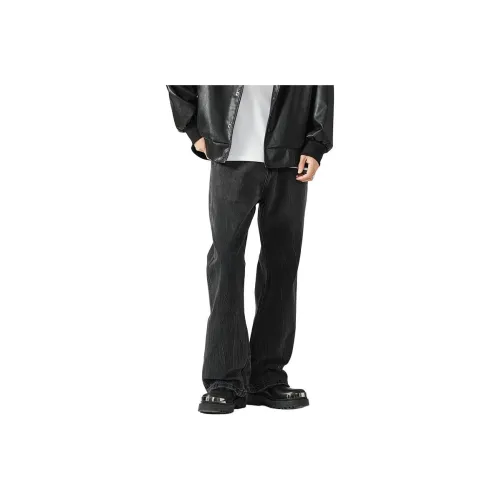 SLLAVIF Черный Серый Мужские Джинсы