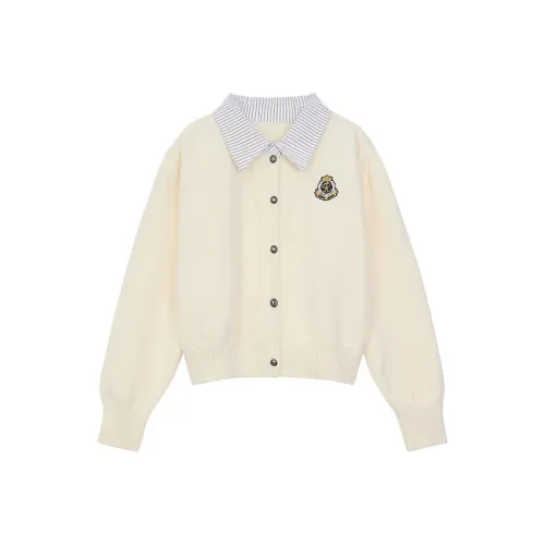 GUOZHEN Экрю Женская Трикотажная