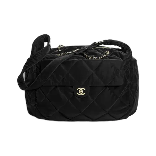 CHANEL NEIGE Ski Series Велюр Текстура Нейлон Металл Сумка на плечо Экстра-большой Женские Черный