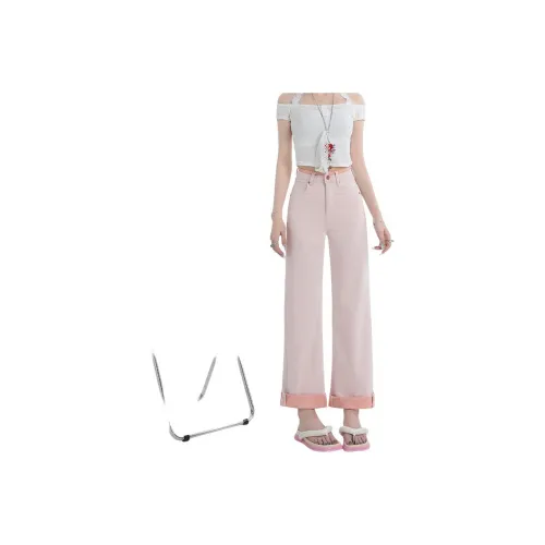 Olivia Share777 Белый Wa Розовый Женские Джинсы