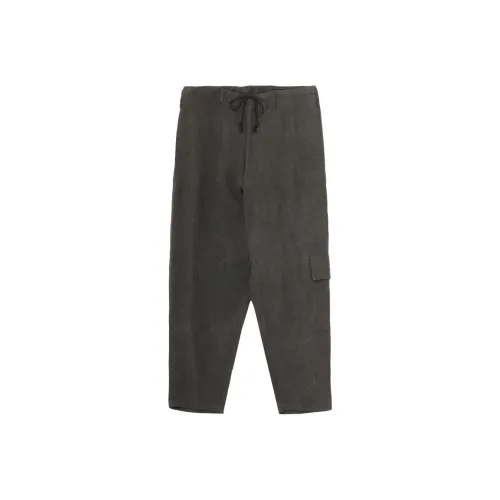 Yohji Yamamoto Y'S For Men FW25 Чернила Окрашенный Linen Wool VIYELLA SIDE TUCK STRING Pants Casual Pants Men's