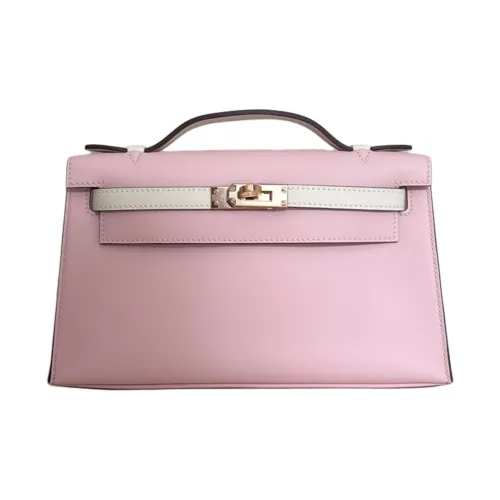 HERMES Mini Kelly Generation 1 Металлический компонент Сумка Женская Розовая