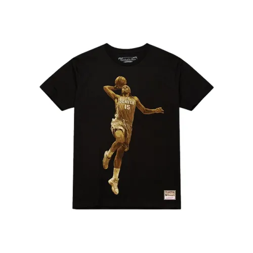 Mitchell Ness Черный Denver Nuggets Золотая карта Anthony Унисекс T-рубашки