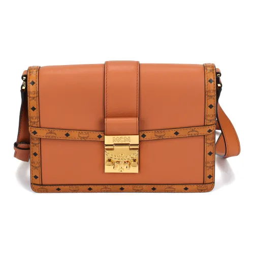 MCM Tracy Visetos Телячья кожа Курьерская сумка Сумка через плечо Средний Женская Коричневый коньячный