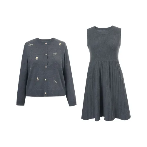 MSSHE Темно-серый женский комплект с юбкой