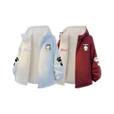 Пара Пуховые Куртки Комплекты [Лунный свет Синий Кошка + Бургунди Розовый Кошка]