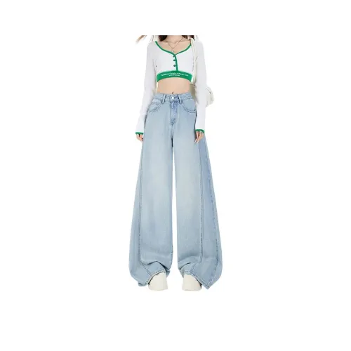 BELOVED STARRY Белый Wa Светло-синий Женские Джинсы