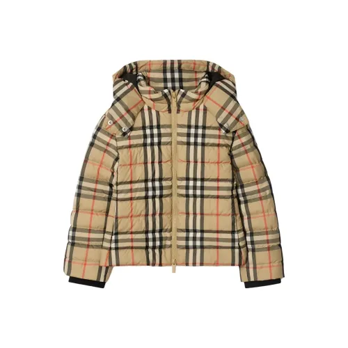 Burberry Песочно-бежевый Kids Пуховые куртки