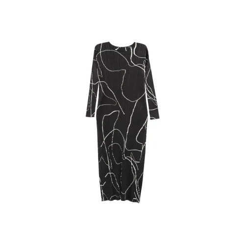 PLEATS PLEASE ISSEY MIYAKE Длинное платье с длинными рукавами женское