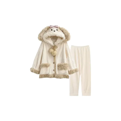 ECONICE Экрю Scruffy Puppy Укороченный Наборы одежды Женские Пижамные комплекты