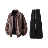 Кофейный топ + черные штаны