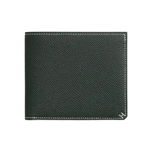 HERMES H Sellier Epsom Телячья кожа Кошелек Мужской 67 Vert FONCE Темно-зеленый