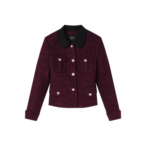 LOUISY AO Темно-красное женское короткое пальто