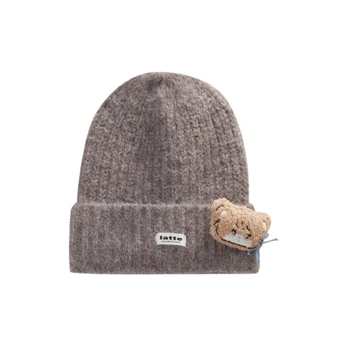 GUKOO Трикотажная ткань Шапки-бини Женские Кофе