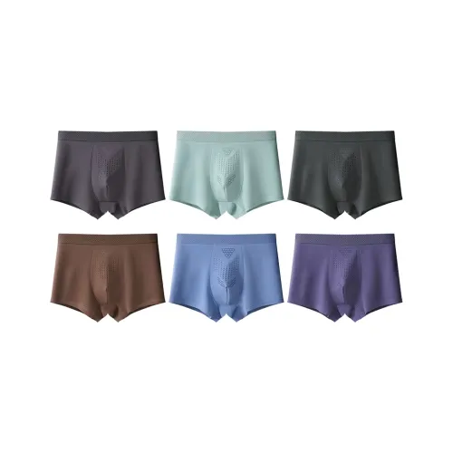 Red Bean 6 пар Фиолетовый+Синий+Хаки+Зеленый+Светло-синий+Серый Школьное Нижнее белье