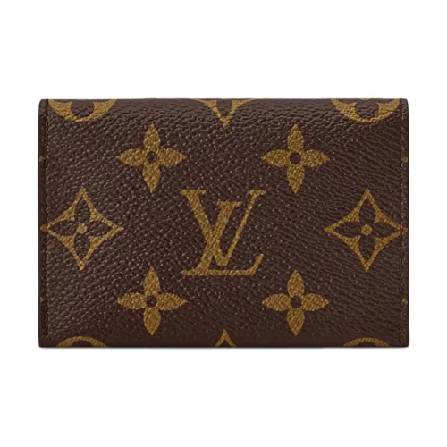 LOUIS VUITTON Тонкий Monogram Холст Картхолдер Женский Коричневый Синий Frost Серебряный