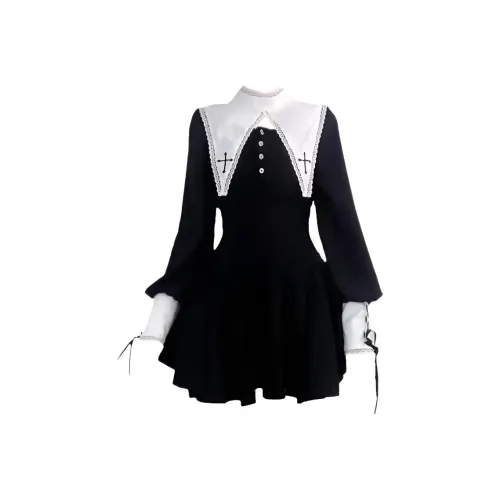 MILING Черное школьное платье