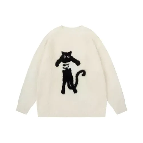 YOUSEKOO Белый 3D-эффект Кошка Женские Трикотаж