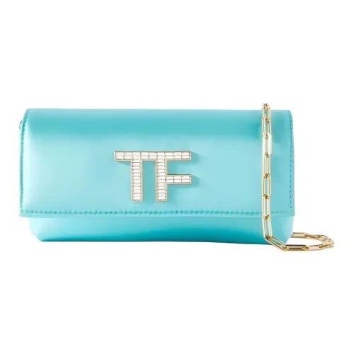 TF Смешанный материал Клатч Сумка на плечо Мини Женская Небесно-голубая