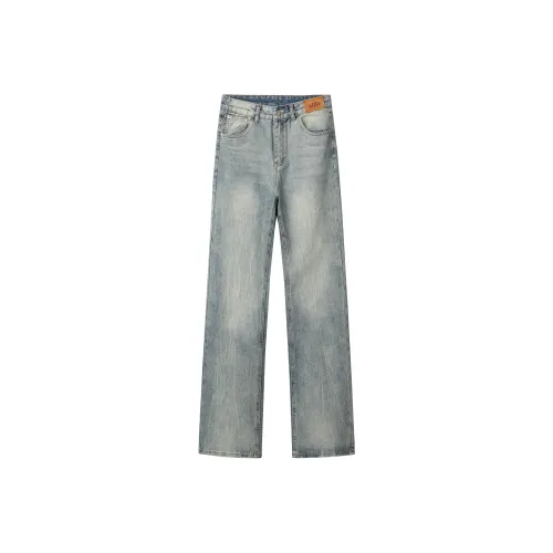 Huohuotu Винтажные синие унисекс джинсы