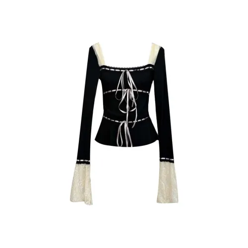 Udon House Черные Женские T-рубашки