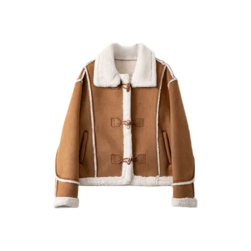 GORGEOUSIDEA Бархат Feel Пальто Женские CAMEL