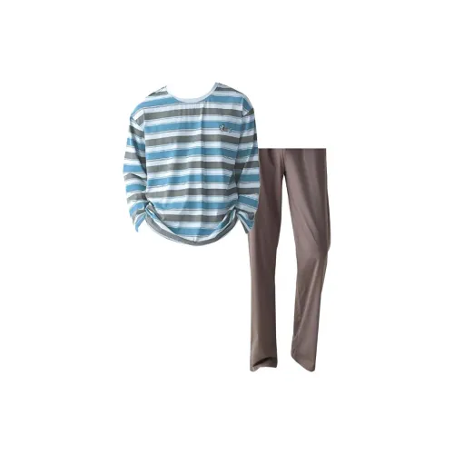 Bejirog 259516 Синий Полосы Стиль Мужской Пижамные Комплекты