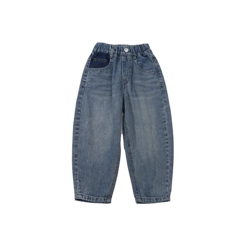 RHOBESAM Shoudou Town B1 2319 Карман Цветовой блок Клубничный Этикетка Повседневный Джинсы Цвет изображения Kids Джинсы