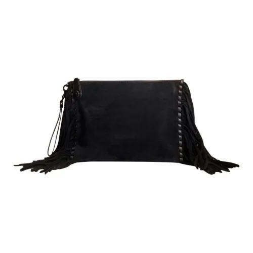 COACH Wristlet Замша Запястье Сумка Клатч Большой Женский Черный