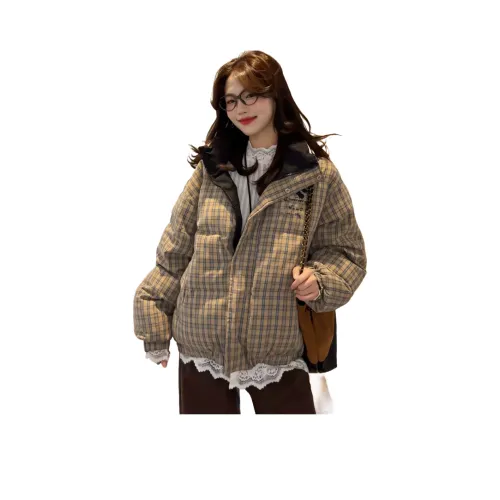 BABUGGE Клетка Хлопковый пуховик Двусторонний Женский пуховик (пуховик)