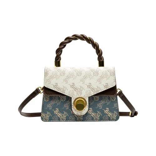 Jacoponnus Коровья кожа Сумка Маленькая Женская Carriage Абрикос и Синий