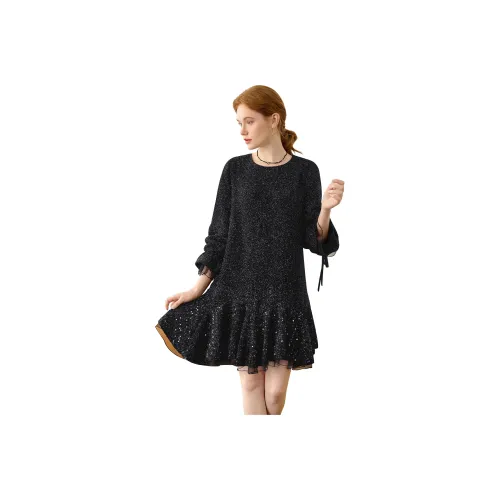 TOUCH Длинное платье с длинными рукавами женское черное