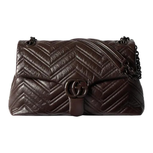 GUCCI GG Marmont Кожа Сумка через плечо Средняя Женская Темно-коричневая