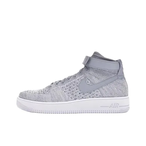 Nike Air Force 1 Ultra Flyknit MID Амортизация Противоскользящий Устойчивый к истиранию MID Топ Баскетбольные кроссовки