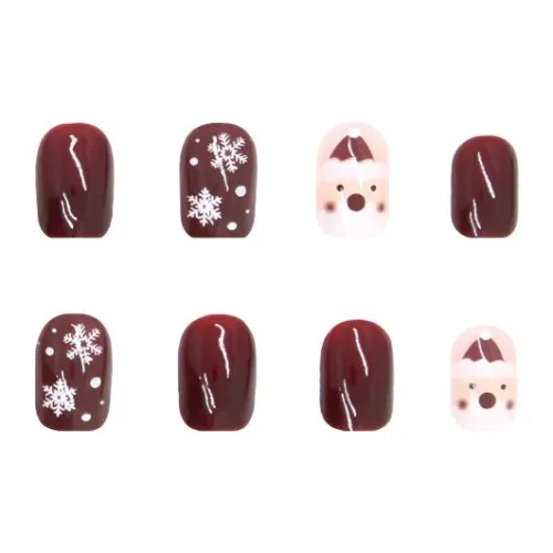 ECOHOME Стильный Флеш Nail Art Ленты Искусственные Ногти Милый Снежинка Квадратный Красный Однотонный