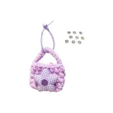 Цветочный трикотажный тканевый кошелек с подвеской в виде монеты - фиолетовый + случайный, упаковка 1 штука