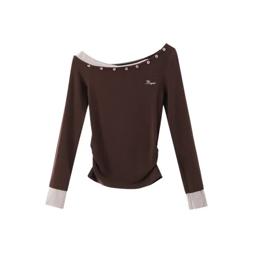 XIMENG Кофейно-коричневые Женские T-рубашки