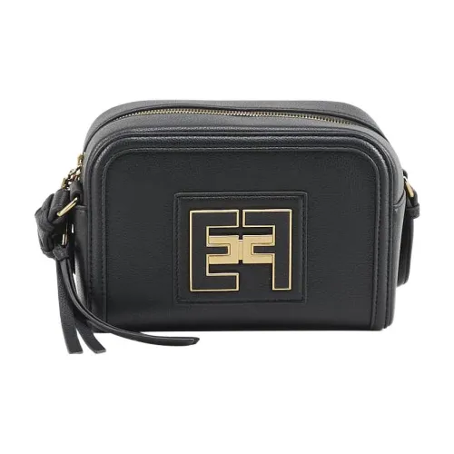 Elisabetta Franchi Faux Leather Camera Bag Shoulder Bag Women's Black