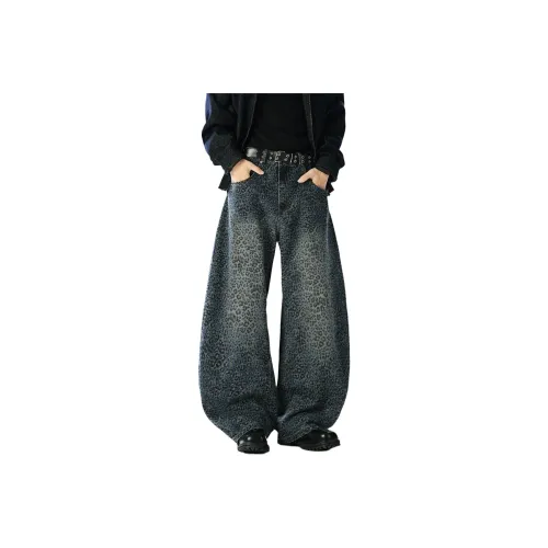 SRKJ Леопардовый принт Унисекс Джинсы