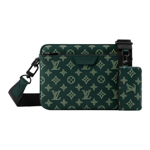 LOUIS VUITTON Trio Messenger Monogram SHADOW Коровья кожа Курьерская сумка Сумка через плечо Мужская Лесной зеленый