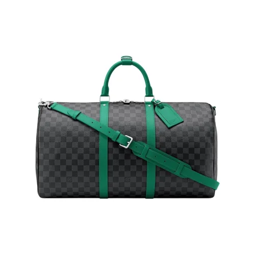 LOUIS VUITTON Keepall Съемный ремешок Сумка Унисекс Черный и Зеленый